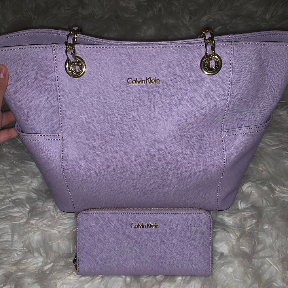 Lilac Purple Calvin Klein Tote & Wallet